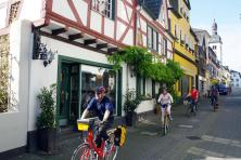 Rhine river by boat and bike - cyclist