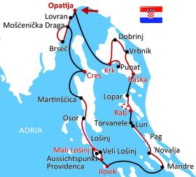 Bicycle Tour in Croatia on MS Kalipsa - map