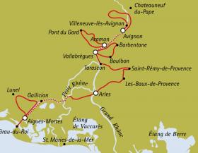 Camargue & Provence by Boat and Bike - map