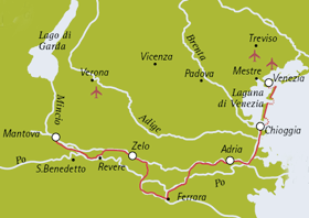 Mantua-Venice with the MS Ave Maria - map