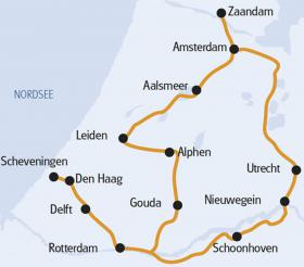 Cycling in South Holland - map