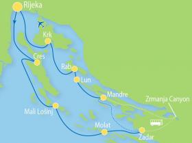Active cruise in the Kvarner Gulf - map
