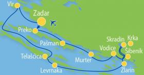 Sports-activity cruise in Northern Dalmatia - map