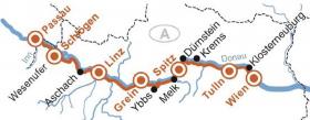 Passau-Vienna aboard MS Primadonna - map