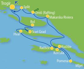 Sports-activity cruise on MS Mirabela - map