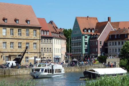 Boat & bike on Main river  - Bamberg